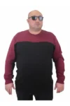کاپشن بافت مردانه سایز بزرگ یقه گرد رنگین دوگانه کد ۲۳۷۵۱ رنگ بورگاندی - 12954