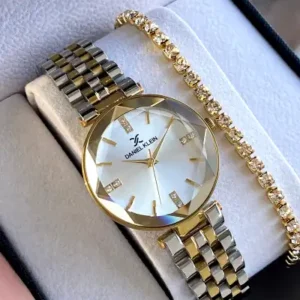 ساعت مچی زنانه ضد آب با بند جنس استیل ضد زنگ با هدیه دستبند اورجینال