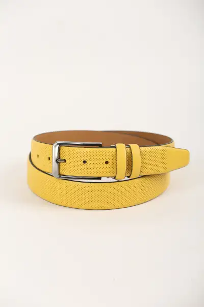 کمربند چرم طبیعی با طرح نقطه زرد ۳.۵ سانتی متر - ۱۰۰٪ چرم اصل - 12194 کمربند چرم طبیعی با طرح نقطه زرد ۳.۵ سانتی متر - ۱۰۰٪ چرم اصل - 12194