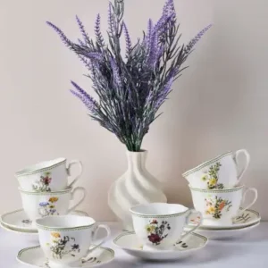 مجموعه قهوه‌ساز ۱۲ تکه پرسلین ۶ نفره باغ مخفی - 12871