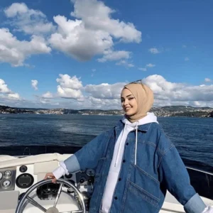 کاپشن جین آبی زنانه سایز بزرگ - 11875