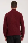 کاپشن بافتنی یقه دار زیپ دار بارنگ bordo و مدل مردانه Slim Fit - 12919