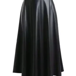 مدل دامن بلند شیک زنانه از جنس چرم مصنوعی مشکی - 12895