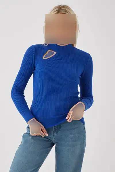 کالا: ژاکت پنجرهای با جزئیات رنگ آبی - 12255 کالا: ژاکت پنجرهای با جزئیات رنگ آبی - 12255