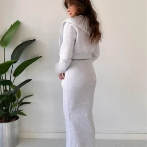 پیراهن با ژاکت سه‌نخی خاکستری - 11991