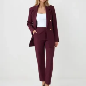 شلوار کمر بلند با برش صاف بافتی بوردا - 12396