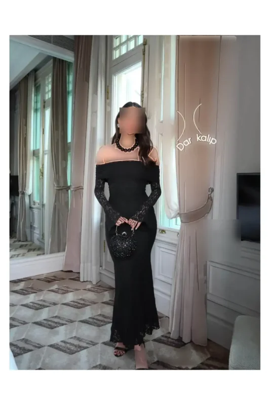 پیراهن یقه مادونا با آستار - 12024