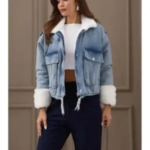 کوت مـونت جین با یقه و آستین‌های خز نرم و لطیف 2241 - 12884