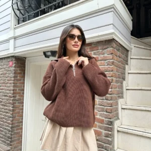 ژاکت با زیپ بافتنی - 11799