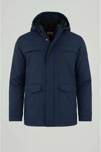 کاپشن و پالتوی مردانه با کلاه قابل جدا شدن و ترکیب پنبه و پلی استر به رنگ سرمهای - 12291 کاپشن و پالتوی مردانه با کلاه قابل جدا شدن و ترکیب پنبه و پلی استر به رنگ سرمهای - 12291