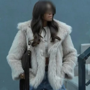 کت جکت فانتزی زنانه بژ رنگ از جنس مصنوعی پشمی - 11863