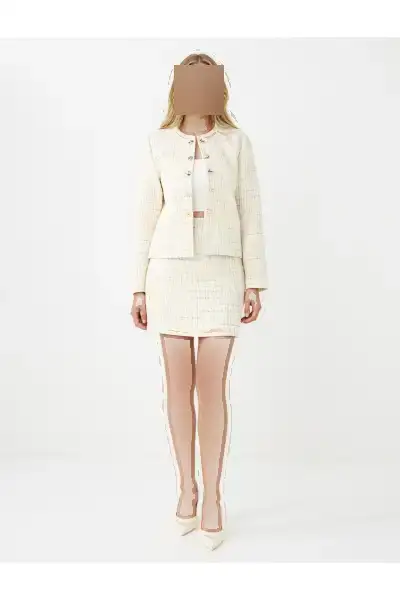 دامن مینی چهارخانه با کمر معمولی اکرو - 12417