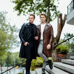 پالتوی چرم طبیعی مردانه - 13109