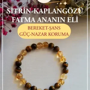 دستبند سنگ طبیعی چشم ببر سطرین - برکت - شانس - قدرت - حفاظت از چشم بد - 12107