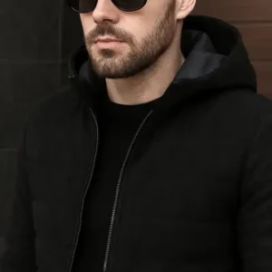 کت تک مردانه با برش تنگ و کلاهدار از جیر - 12704