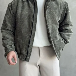 کاپشن مخملی با بافت گل‌دار و آستر داخلی فصل جدید - 11919