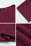 کاردیگان/کت کشمیر با جزئیات بند دورنگ بورדו و برش راحت - 11809