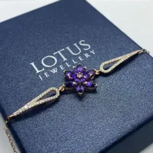 دستبند گل نیلوفر | دستبند نقره 925 عیار - 12073