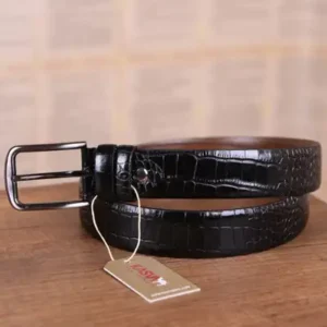 کمربند چرمی تمساح سیاه مردانه ۳.۵ سانتی‌متر - 12202