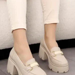 کفش لوفر با پاشنه بلند و جزئیات قفل دار MSN 901 - 12777