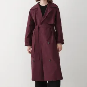 ترنچ‌کوت زنانه با یقه کراواتی و آستر دار به رنگ bordo - 12569