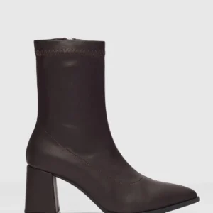 بوت زنانه کوتاه پاشنه و نوک تیز کشی آرسون - قهوه‌ای - 11957