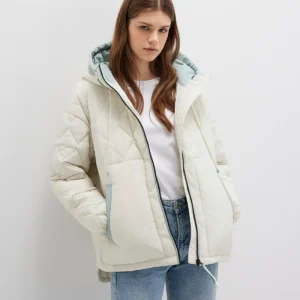 کاپشن کلاهدار کرم رنگ برجسته 1110499-86412 - 11912