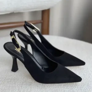 کفش پاشنه بلند زنانه - چرم جیر مشکی - 12803