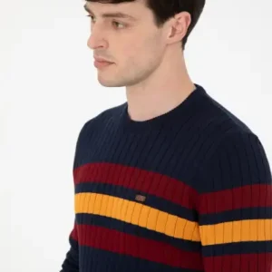 آستین بلند مردانه مدل Slim Fit یقه گرد رنگ سرمه‌ای کد 50297046-VR033 - 12951