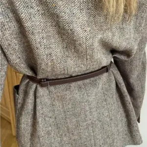 کمربند قهوه‌ای با قفل کلید مانندی - 12207