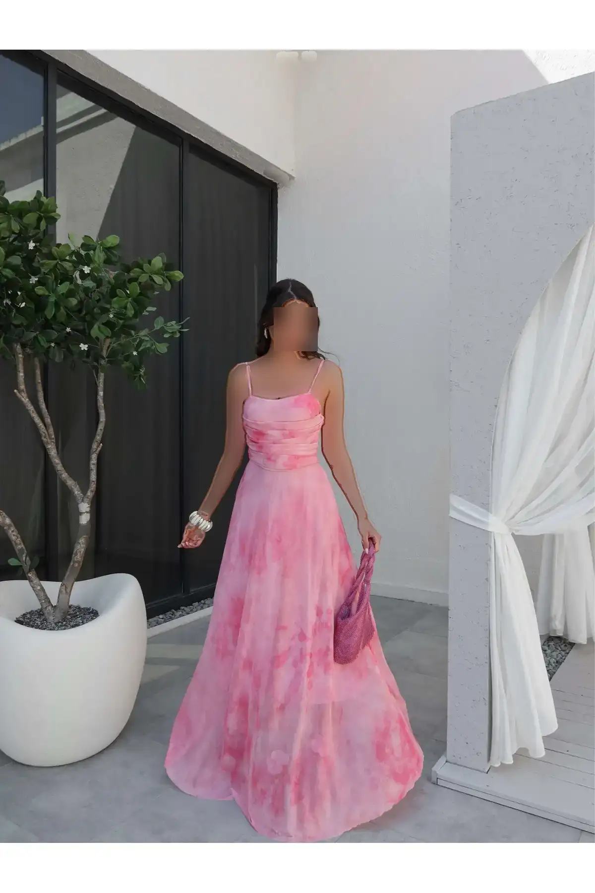 لباس شيفون با چيندار و بنددار - 12030 لباس شيفون با چيندار و بنددار - 12030