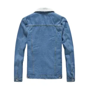 کت و کاپشن جین آبی روشن با آستری خز داخلی مردانه و قالب تنگ - 12882