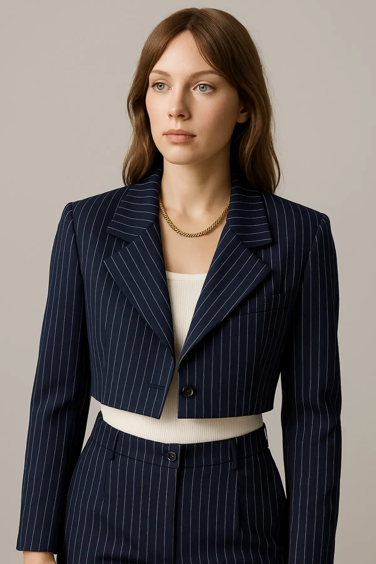 کت کشارا کرپ راه راه سرمهای - 11877 کت کشارا کرپ راه راه سرمهای - 11877