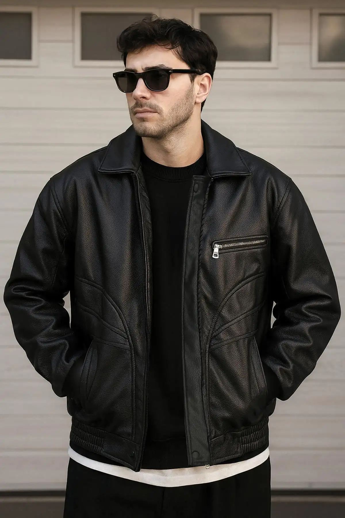 کوتاه چرم راحت با مدل اورسایز - 11917 کوتاه چرم راحت با مدل اورسایز - 11917