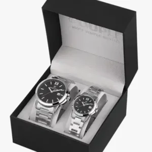 ساعت نامزدی ترک با بند فلزی و طراحی صفحه مشکی ضد آب تا 3 متر 2 سال گارانتی