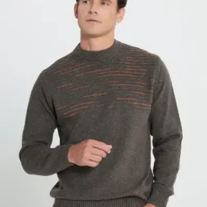 پولیور بافتنی یقه نیمه بلند مردانه جودونی با رنگ قهوه‌ای-نارنجی استاندارد - 12945