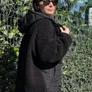 پالتوی مشکی کژوال با خز - 12613