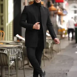 ژاکت پشمی مشکی مردانه مناسب با فرم تن جدیدترین فصل - 13093