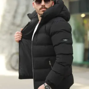 کاپشن پفی مردانه ضد آب با کلاه - 12286