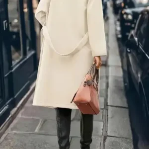 کاپشن زنانه جدید لایال با کمربند و داخل آستر دار و جزئیات جیب - 12357