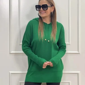 ژاکت نازک با کلاه زنانه Cty-akc-11185 با دو جیب کناری، سایز ۳۸-۴۴ - 11796