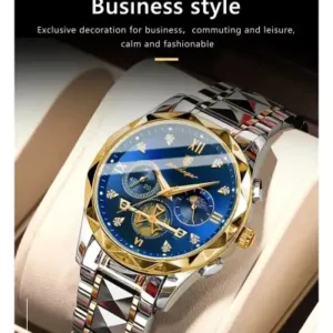 ساعت مچی لوکس جنس استیل ضد زنگ با کریستال و شیشه مخصوص آقایان – کلاس اول - 12146