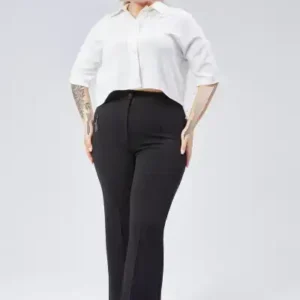 شلوار زنانه چملا با کمر بلند و پاچه گشاد، زیپ دار، سایز بزرگ - 12470