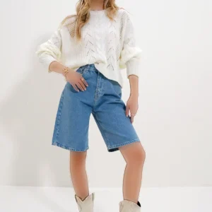 ژاکت بافتنی زنانه یقه گرد طرح دار ALC-X12675 - 11787