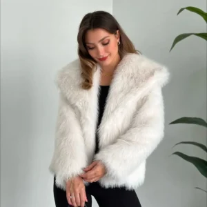 مدل زر بلنس پرمیوم ژاکت خز مصنوعی سفید - 11883