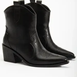 کفش چکمه‌ای جوادی چرم مات مشکی - 12461