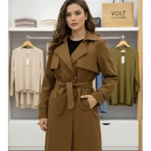 کت trench کوتاه با کمربند کراوازه - 12568