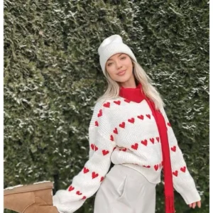 پلیور بافتنی طرح قلبی با بافت نرم و تنوع در پینترست - 11781