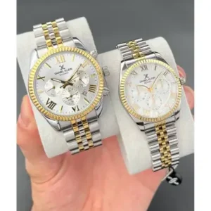 ساعت مچی مردانه و زنانه رنگ طلایی و نقره‌ای - 12161