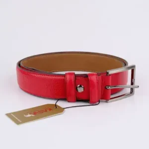 کمربند چرم اصل قرمز 3.5 سانتی‌متری - 12193